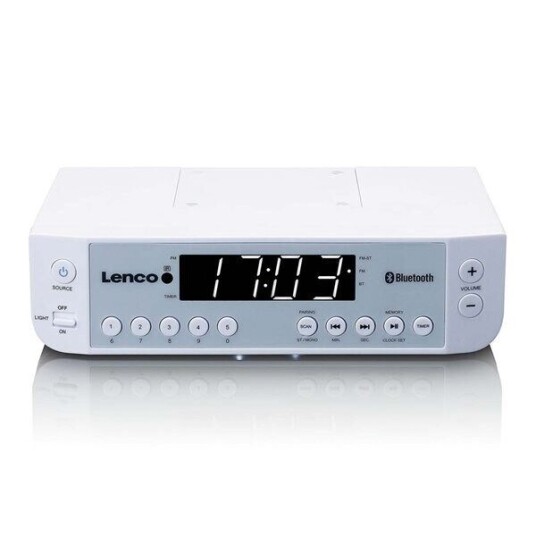 Lenco KCR-100 Klokkeradio med Bluetooth og FM - Hvit
