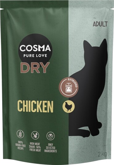 Cosma Tørrfôr Extruded Single Meat 2 X Kylling 400 G 2 kg 2 X 2 kg 2 kg
