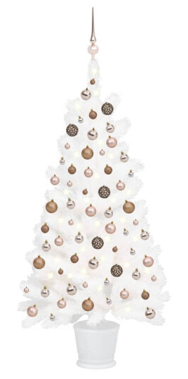 vidaXL Kunstig juletre med LED og kulesett 90 cm hvit