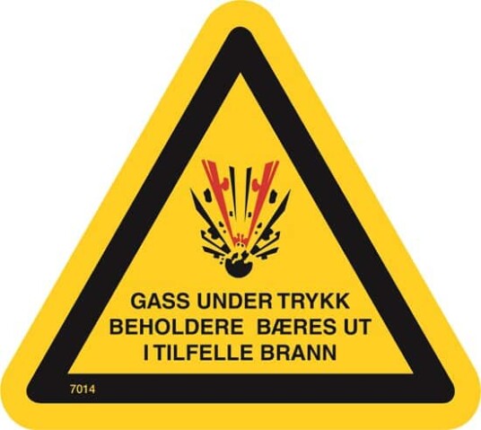 Gass under trykk trekant PVC 30x30cm Plog Vanlig