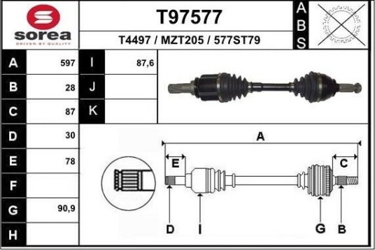 Drivaksel EAI T97577