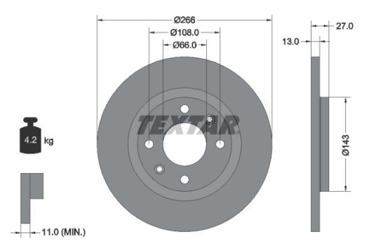 Bremseskive TEXTAR 92089103 Bremseskive TEXTAR 92089103