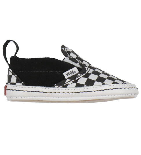 VANS IN Slip-On V Crib Sneakers Checker Black/True White 19