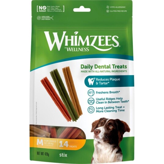 Whimzees Stix Dental Tyggebein til Hund M 14 stk