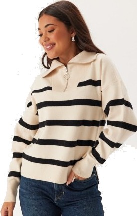 VERO MODA Vmsaba Stripe Ls Highneck Blouse Birch Stripes:black M