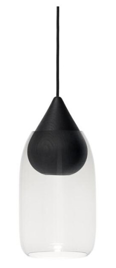 Mater Liuku Taklampe Drop Sort Lindenwood/ Transparent
