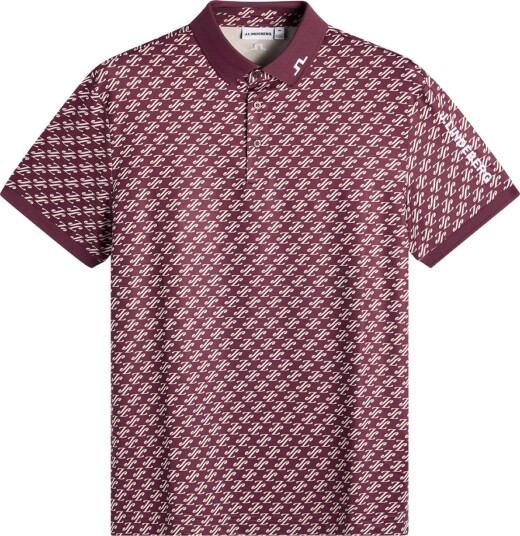 J.Lindeberg Tour Tech Print Polo Golf pologenser herre Cardi Jacquard S Winetasting X Small