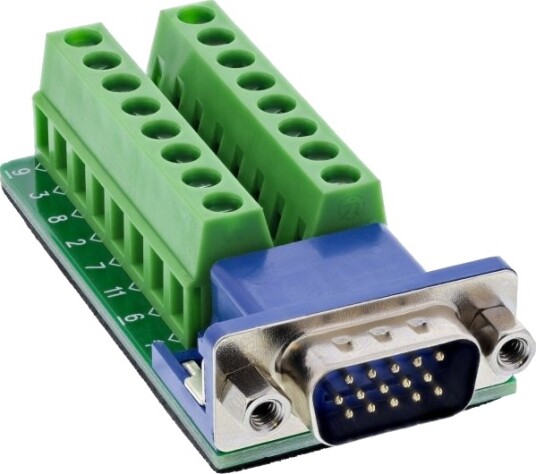Inline Terminalblokk Vga Hd15 Plugg 2 Radig Skruklemme 92503B