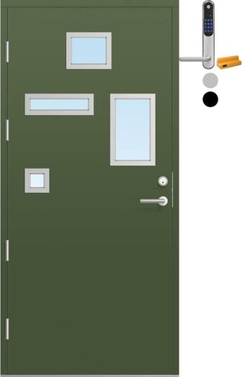 Ytterdør Bygg1 Fjell 08 Klarglass med Yale Doorman Classic Home