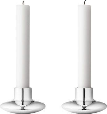 Georg Jensen Henning Koppel Lysestake Sett i Rustfritt Stål - 2 stk