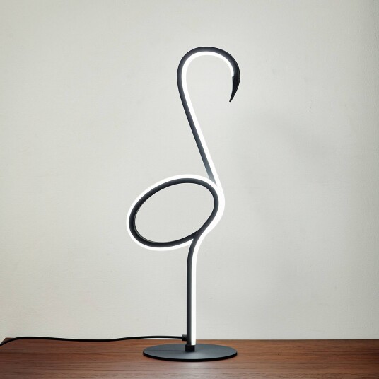 Lindby LED-bordlampe Pajaro 49 cm svart aluminium flamingo Lindby LED-bordlampe Pajaro 49 cm svart aluminium flamingo