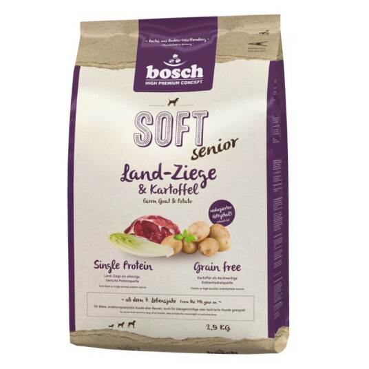 Bosch Senior Soft Hundemat med Geit og Potet 3 x 2,5 kg