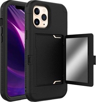 iPhone 12 Pro Max Hybrid-deksel med Speil og Kortholder - Svart
