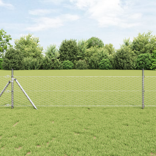 Gjerde med innlegg. sølv 0.8 x 100 m PVC belagt stål