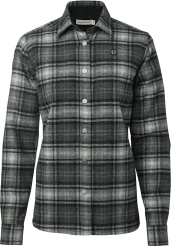 Chevalier Champ Wool Overshirt Dame Charcoal Checked ( #9EA2A1 , #353938 ) 38