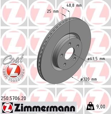 Bremseskive ZIMMERMANN 250.5706.20 Bremseskive ZIMMERMANN 250.5706.20