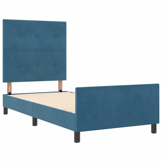 Sengramme Mørk Blå 90x200 cm Fløyel 3344919 Sengramme Mørk Blå 90x200 cm Fløyel 3344919