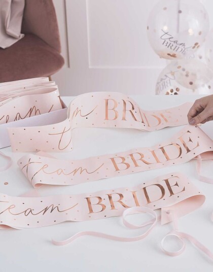 Ginger Ray 6 stk "Team Bride" Ordensbånd Blush Hen HN 807