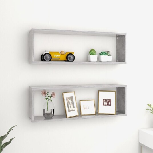 vidaXL Vegghyller kubeformet 2 stk betonggr? 80x15x26,5 cm sponplate