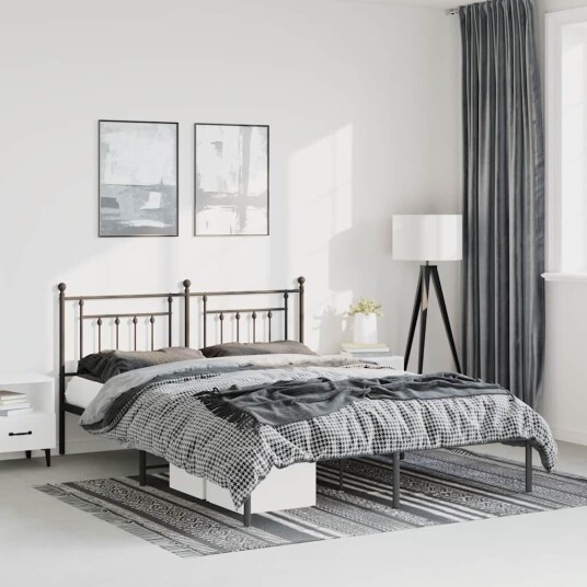 vidaXL Sengeramme i metall med sengegavl svart 150x200 cm 8720845883195