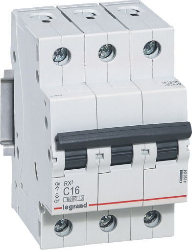Legrand 4 stk RX³ MCB automatsikring C16 3P 3M 6kA Legrand 4 stk RX³ MCB automatsikring C16 3P 3M 6kA