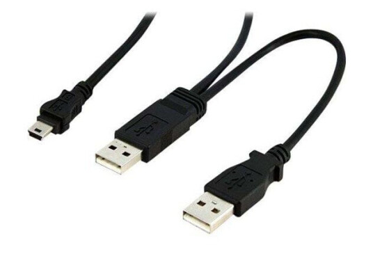 StarTech USB 2.0 Y-kabel 1,8 m A til mini B - Svart StarTech USB 2.0 Y-kabel 1,8 m A til mini B - Svart