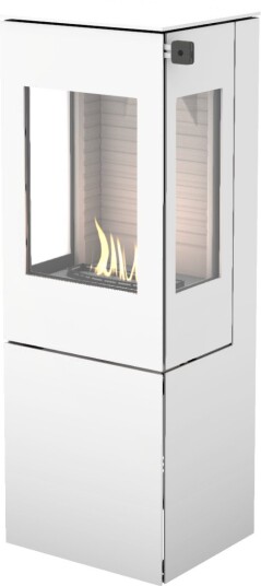 Nexo 120 hvit frittstående biopeis med sideglass og ståldør