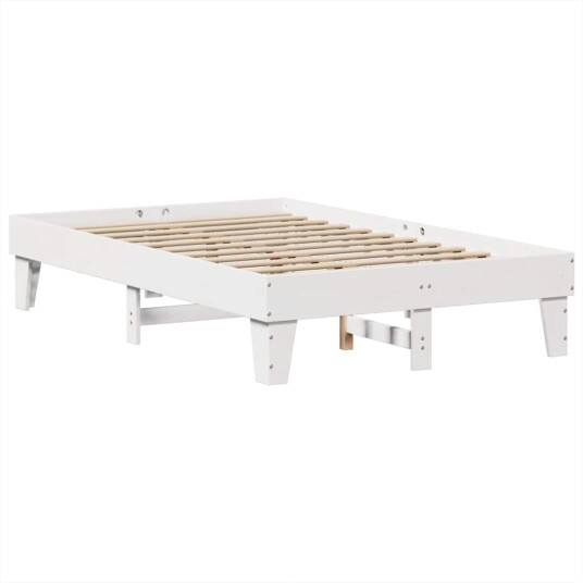 Seng med bokhylle uten madrass hvit 135x190 cm heltre furu