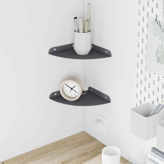 vidaXL Flytende hylle med hylle 2 pcs Antrasitt 18 x 18 x 2 cm
