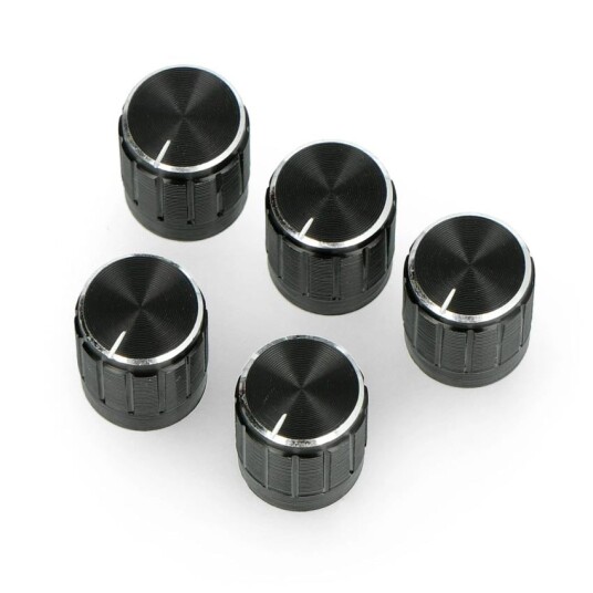 Dreieknotter til potentiometre svart plast 6 mm hull 5 stk. Dreieknotter til potentiometre svart plast 6 mm hull 5 stk.