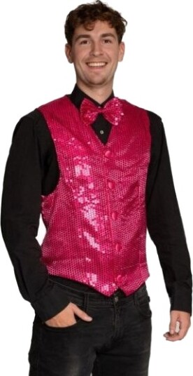 Partychimp Pink Pailletvest Og Butterfly