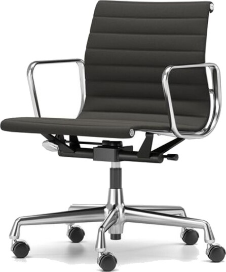 Vitra EA118 Kontorstol med Sving /armlen /vippemekanisme Sort Skinn/ Krom Vitra EA118 Kontorstol med Sving /armlen /vippemekanisme Sort Skinn/ Krom