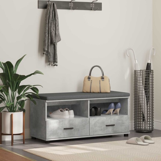 vidaXL Gangbenk BetongGrå 100 x 38 x 46 cm Konstruert treverk og stoff vidaXL Gangbenk BetongGrå 100 x 38 x 46 cm Konstruert treverk og stoff