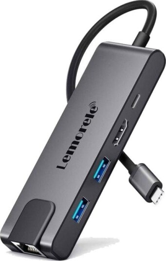 Lemorele TC24L 5-i-1 USB-C Hub med 4K HDMI, USB 3.0, USB 2.0 og 100W PD