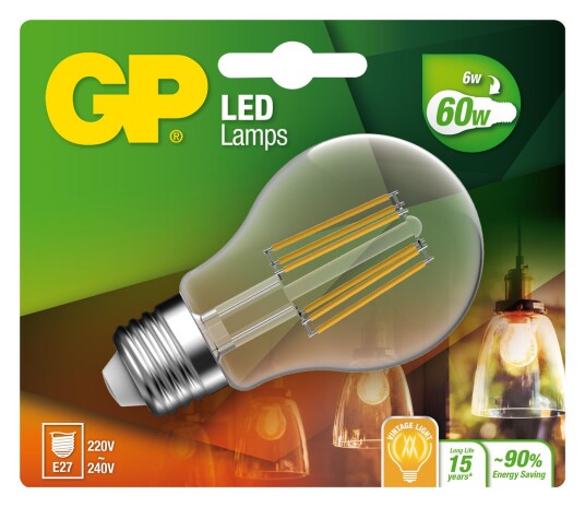 Gp Batteries Lighting Filament Classic E27 6W 60W 806 Lm 078234 Gp Batteries Lighting Filament Classic E27 6W 60W 806 Lm 078234