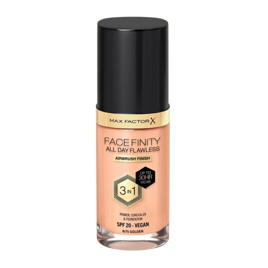 Max Factor 3in1 Foundation No. 75 Golden 30 ml - All Day Flawless Max Factor 3in1 Foundation No. 75 Golden 30 ml - All Day Flawless