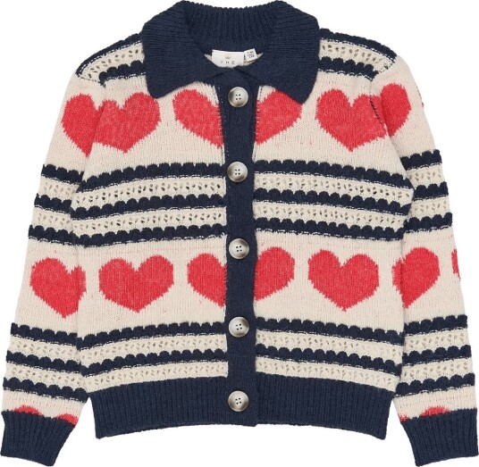 The New Tnvallie Jacquard Cardigan Cream 134/140