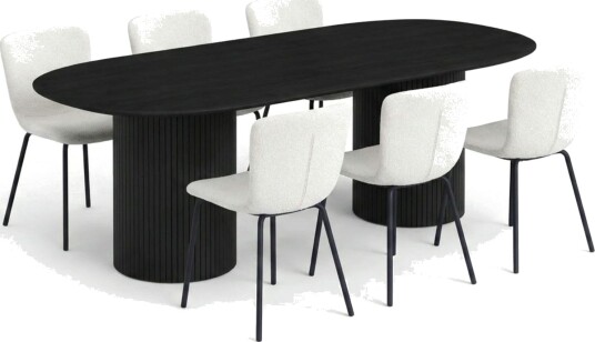 Kopparbo spisegruppe oval 180 cm svart med 6 Katy spisestoler Svart Kopparbo spisegruppe oval 180 cm svart med 6 Katy spisestoler Svart