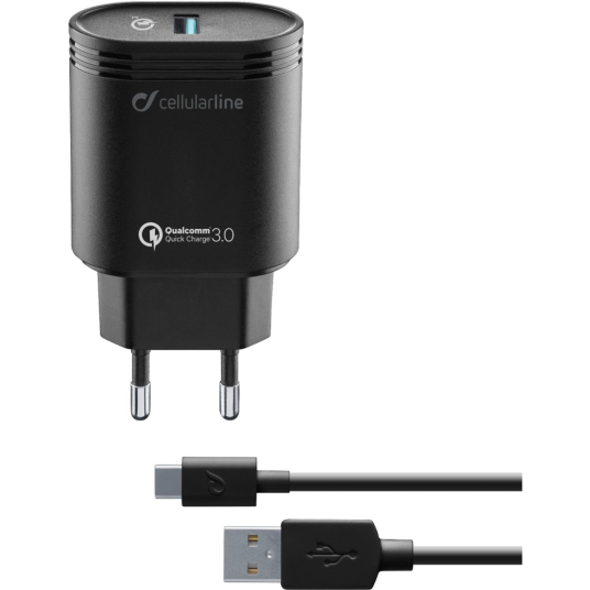 Cellularline Hurtiglader QC 3.0 18W USB-C Hvit