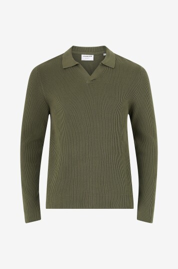 Lindbergh Pullover Rib Knitted L/S V neck Polo Grønn Lindbergh Pullover Rib Knitted L/S V neck Polo Grønn