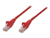 Intellinet Network Patch Cable, Cat6, 0.25m, Red, CCA, U/UTP, PVC, RJ45, Gold Plated Contacts, Snagless, Booted, Lifetime Warranty, Polybag - Nettverkskabel - RJ-45 (hann) til RJ-45 (hann) - 25 cm - UTP - CAT 6 - formstøpt, uten hindringer - rød