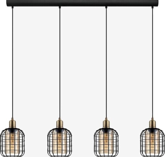 EGLO Pendellampe Chisle Black / Bronzed/Amber With 4 Lamps Svart Takpendler