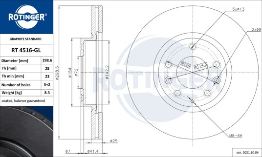 Bremseskive ROTINGER RT 4516-GL