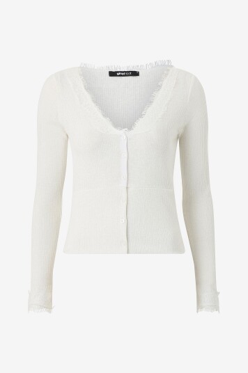 Gina Tricot Topp Lace Detail Button Hvit Gina Tricot Topp Lace Detail Button Hvit
