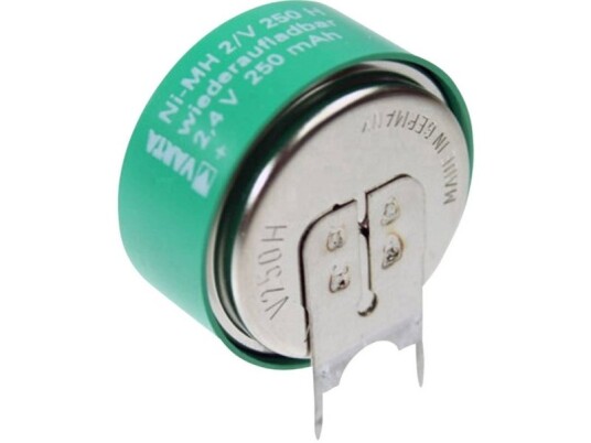 Varta V2/250H-Slf ++/- Genopladeligt Knapcellebatteri 250H Nimh 250 Mah 2.4 V 1 Stk