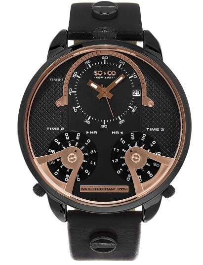 So & Co New York Herreklokke 5240.2 SoHo Sort/Stål Ø50 mm