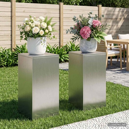 vidaXL Planteholder 2 pcs Sølv 30 x 30 x 60 cm Stål