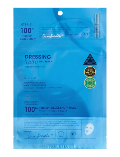 VT Cosmetics Hydrop Reedle Shot 100Hl 2Step Hydrogel Mask - Blue - 1 EA VT Cosmetics Hydrop Reedle Shot 100Hl 2Step Hydrogel Mask - Blue - 1 EA