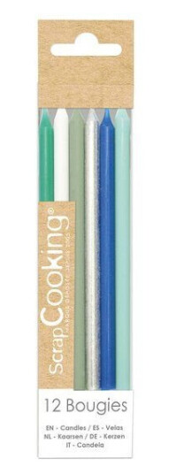 ScrapCooking Kakelys 12 stk hvit/blå/grønn ScrapCooking Kakelys 12 stk hvit/blå/grønn