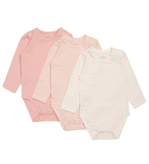 Hust and Claire Body L/æ - Blue - 3-pack - Rosa/Hvit - Hust and Claire - 1 år (80) - Langermet Body